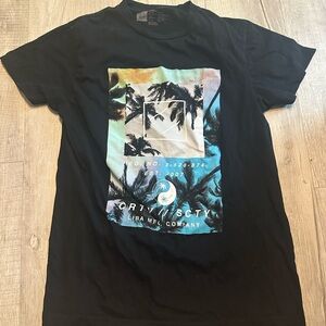 & Other Stories Black Short Sleeve Tee with Multicolor Palm Print